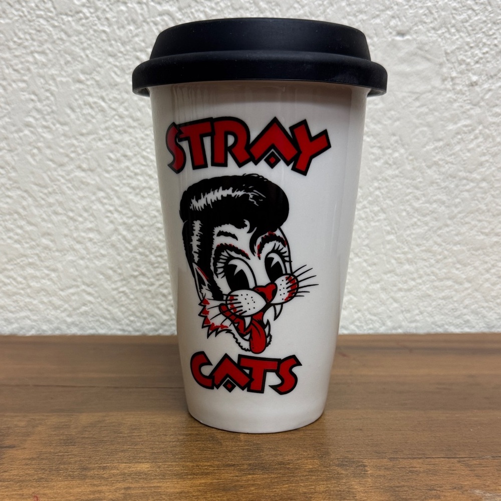 NIB Stray Cats Glass Tumbler with Silicone Lid